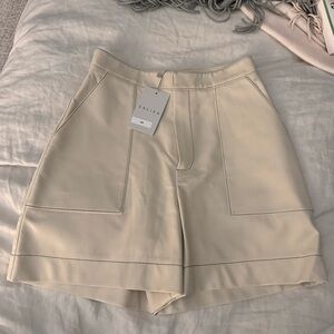 NWT Salisa Cream Vegan Leather Shorts